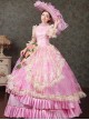 Pink Sweet Elegant Lace Mesh Yarn Lady Tea Party Dance European Palace Style Lolita Prom Long Dress