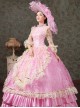 Pink Sweet Elegant Lace Mesh Yarn Lady Tea Party Dance European Palace Style Lolita Prom Long Dress