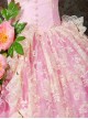 Pink Sweet Elegant Lace Mesh Yarn Lady Tea Party Dance European Palace Style Lolita Prom Long Dress