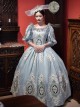 Lake Blue Elegant Victorian French Lady Tea Party Palace Crew Neck Style Lolita Prom Long Dance Dress