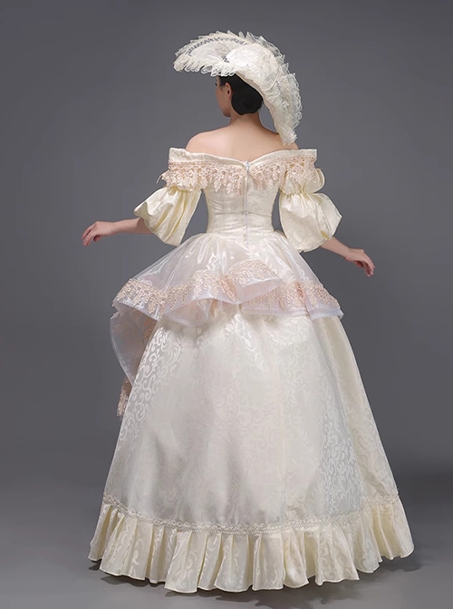 Champagne Color Ruffles Victorian French Lady Drama Performance Palace Lolita Prom Elegant Off Shoulder Dance Dress