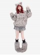 Runaway Cat Series Cute Plush Cat Ears Cool Leather Buckle Rivet Decoration Kawaii Fashion Gray Hooded Coat