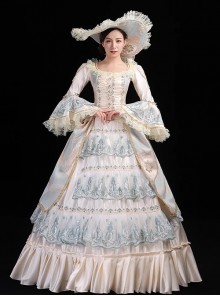 Champagne Light Blue Color Ruffles Gorgeous Victorian Elegant Lady Party Drama Performance Palace Lolita Prom Dress