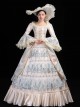 Champagne Light Blue Color Ruffles Gorgeous Victorian Elegant Lady Party Drama Performance Palace Lolita Prom Dress