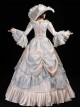 Champagne Light Blue Color Ruffles Gorgeous Victorian Elegant Lady Party Drama Performance Palace Lolita Prom Dress