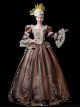 Brown European Retro Lace Victorian Elegant Gorgeous Dignified Lady Party Palace Lolita Prom Dress