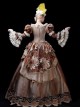 Brown European Retro Lace Victorian Elegant Gorgeous Dignified Lady Party Palace Lolita Prom Dress