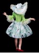 Demure Bright Green Satin White Crane Noble Long Sleeve High Waist Lace Classic Prom Lolita Child Dress