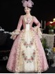 Pink Jacquard European Style Sweet Rococo Palace Delicate Flowers Ruffles Sleeves Lace Classic Prom Lolita Dress