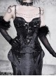 Shadow Of Snake Eyes Series Black Fur Fringe Mesh Yarn Gothic Punk Translucent Sexy Long Gloves