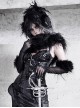 Shadow Of Snake Eyes Series Black Fur Fringe Mesh Yarn Gothic Punk Translucent Sexy Long Gloves