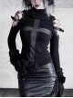 Shadow Of Snake Eyes Series Black Gothic Punk Thick Cashmere Two-Wear Turtleneck Scarf Bottoming Shirt With Inner Shirt