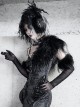 Shadow Of Snake Eyes Series Black Gothic Punk Lush Black Long Environmentally Friendly Fur Collar Scarf