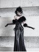 Shadow Of Snake Eyes Series Black Gothic Punk Lush Black Long Environmentally Friendly Fur Collar Scarf