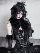 Shadow Of Snake Eyes Series Black Gothic Punk Lush Black Long Environmentally Friendly Fur Collar Scarf