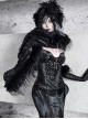 Shadow Of Snake Eyes Series Black Gothic Punk Lush Black Long Fur Multi-Wear Warm Windproof Large Scarf