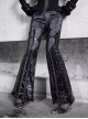 Shadow Of Snake Eyes Series Black Gothic Punk Patent Leather Sequins Slim Fit Thickened Low Waist Flared Trousers