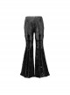 Shadow Of Snake Eyes Series Black Gothic Punk Patent Leather Sequins Slim Fit Thickened Low Waist Flared Trousers