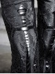 Shadow Of Snake Eyes Series Black Gothic Punk Patent Leather Sequins Slim Fit Thickened Low Waist Flared Trousers