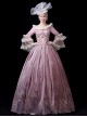 Pink Crew Neckline European Style Sweet Rococo Palace 3D Flowers Performance Costume Host Classic Prom Lolita Dress