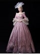 Pink Crew Neckline European Style Sweet Rococo Palace 3D Flowers Performance Costume Host Classic Prom Lolita Dress