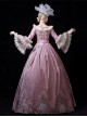 Pink Crew Neckline European Style Sweet Rococo Palace 3D Flowers Performance Costume Host Classic Prom Lolita Dress