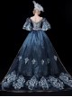 Off Shoulder European Style Retro Hollow Embroidery Palace Costume Host Prom Classic Lolita Puff Sleeves Dress