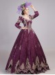 Traditional European Nobility Middle Ages Retro Costume Host Prom Lolita V Neckline Puff Sleeves Dress