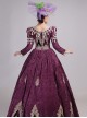 Traditional European Nobility Middle Ages Retro Costume Host Prom Lolita V Neckline Puff Sleeves Dress