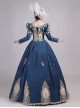 Traditional European Nobility Middle Ages Retro Costume Host Prom Lolita V Neckline Puff Sleeves Dress