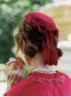 Refined Elegant Handmade Retro Wine Red Classic Lolita Mesh Yarn Lace Velvet Bowknot Hat