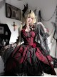 Gorgeous 3D Rose Ruby Red Dark Gothic Lolita Jacquard Lace Mesh Yarn Sexy Suspender Dress