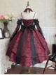 Gorgeous 3D Rose Ruby Red Dark Gothic Lolita Jacquard Lace Mesh Yarn Sexy Suspender Dress