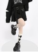 Shadow Mobile Series Handsome Functional Punk Style Kawaii Fashion Black Irregular Splicing Skirt