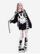 Angel Rabbit Ghost Series Sweet Cool Dark Rabbit Pattern Kawaii Fashion Loose Black White Scarf Sweater Set