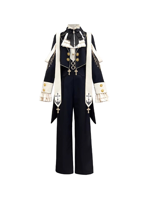 Prayer Series Medieval Handsome Holy Priesthood Cross Pendants Ouji Fashion Shirt Lapel Coat Pants Set