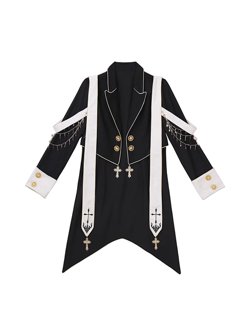 Prayer Series Medieval Handsome Holy Priesthood Cross Pendants Ouji Fashion Shirt Lapel Coat Pants Set