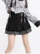 Saint Girl Domain Series Daily Girlish Cross Strap Kawaii Fashion Color Block High Waist Skirt