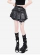 Heartbeat Tracking Series A Line Punk Cool Y2K Subculture Kawaii Fashion Black High Waist Leather Skirt