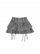 Dream Solo Dance Series Punk Style Sweet Cool Ruffled Bowknot Straps Girly Kawaii Fashion Gray Skirt