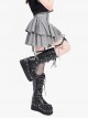 Dream Solo Dance Series Punk Style Sweet Cool Ruffled Bowknot Straps Girly Kawaii Fashion Gray Skirt