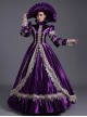 Retro Gorgeous Mercerized Satin Purple Palace Catwalk Dowager Lolita Prom Long Sleeve Long Dress