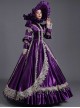 Retro Gorgeous Mercerized Satin Purple Palace Catwalk Dowager Lolita Prom Long Sleeve Long Dress