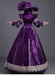 Retro Gorgeous Mercerized Satin Purple Palace Catwalk Dowager Lolita Prom Long Sleeve Long Dress