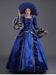 Noble Lady Retro Gorgeous Square Collar Mercerized Satin Catwalk Lolita Prom Ruffles Lace Sleeve Long Dress