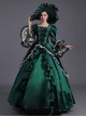 Noble Lady Retro Gorgeous Square Collar Mercerized Satin Catwalk Lolita Prom Ruffles Lace Sleeve Long Dress