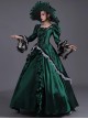 Noble Lady Retro Gorgeous Square Collar Mercerized Satin Catwalk Lolita Prom Ruffles Lace Sleeve Long Dress