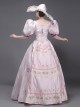 Sweet Princess Retro Gorgeous Lace Rose Mercerized Satin Catwalk Lolita Prom Puff Sleeve Long Dress