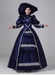 European Victoria Palace Style Gorgeous Lace Ruffles Silk Satin Lolita Prom Puff Sleeves Long Dress