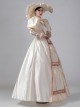 European Victoria Palace Style Gorgeous Lace Ruffles Silk Satin Lolita Prom Puff Sleeves Long Dress